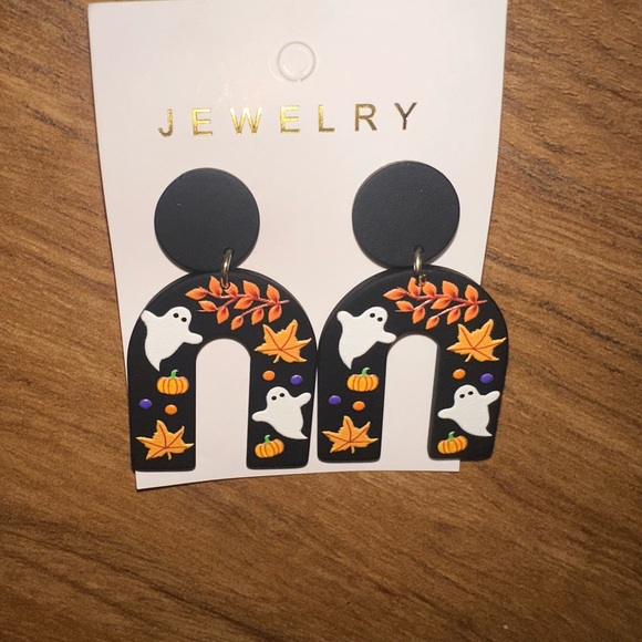 ‘Halloween Nights’ rainbow arch Halloween ghost fall polymer clay earrings! - Picture 6 of 6